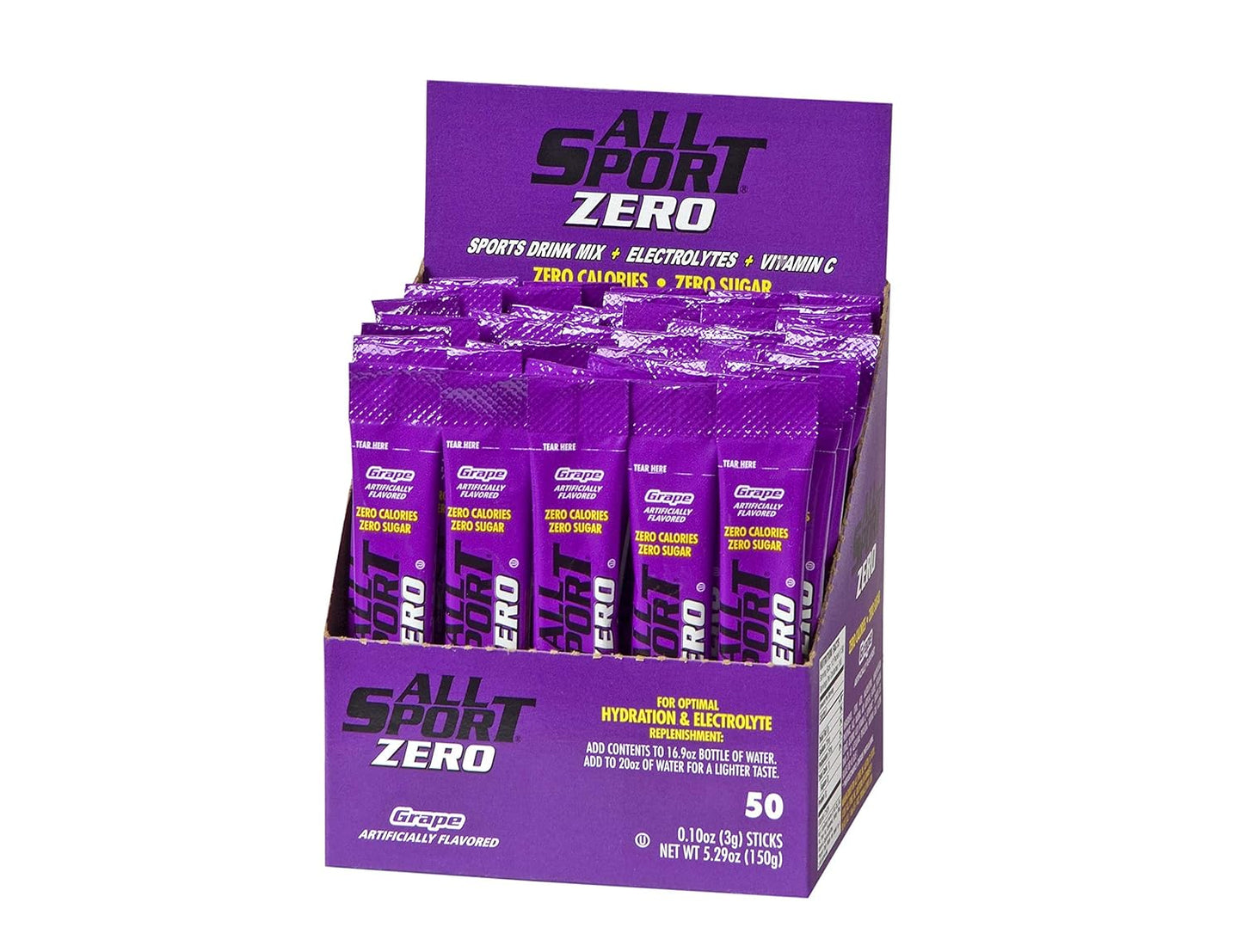 All Sport Powdered Hydration Bars | Zero Calories | High-Performance Electrolyte Drink | Sugar-Free | 6.9 fl oz (50 Count)